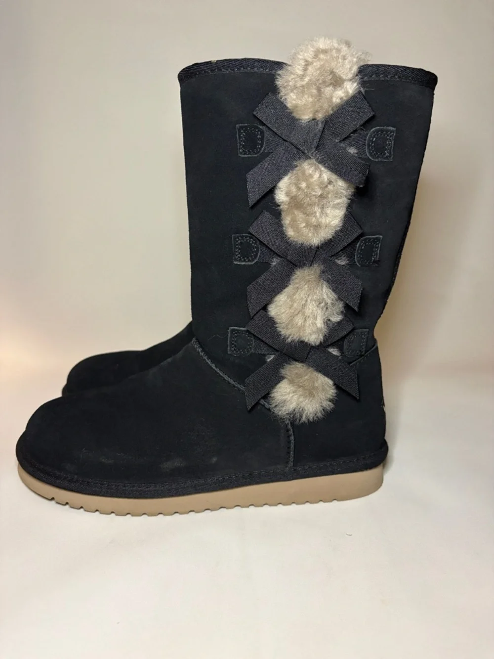 NWOT UGG Koolaburra Victoria Black Suede Mid-Calf Boots Size 7 WIDE